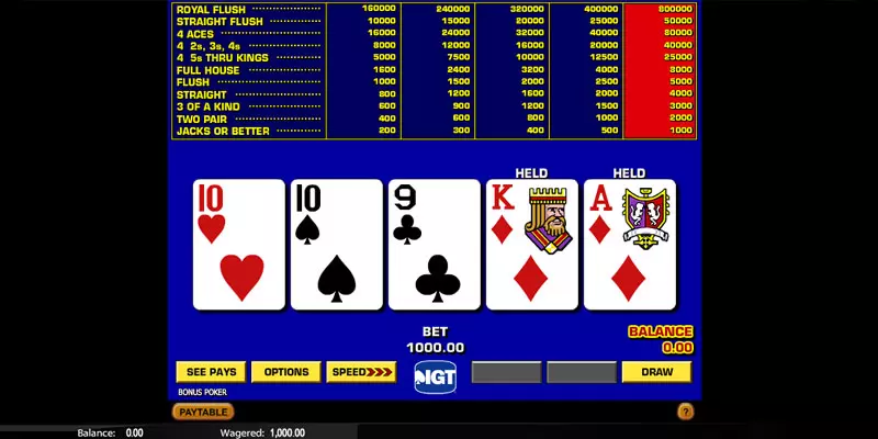 Bonus Poker Screenshot