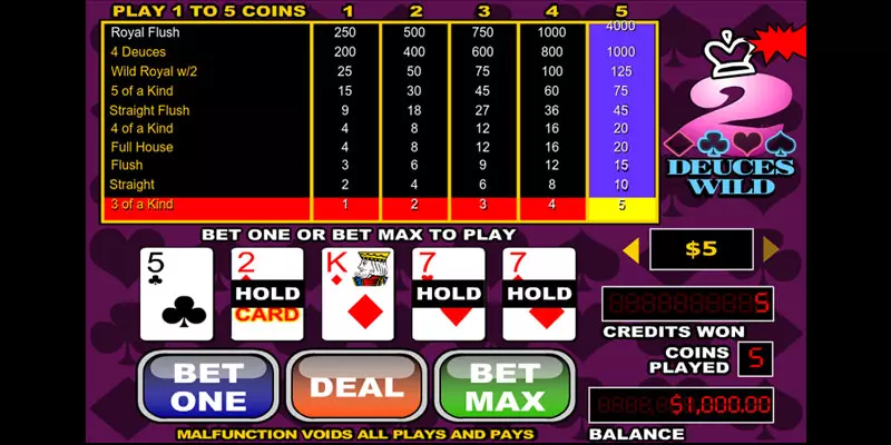 Deuces Wild Poker Screenshot